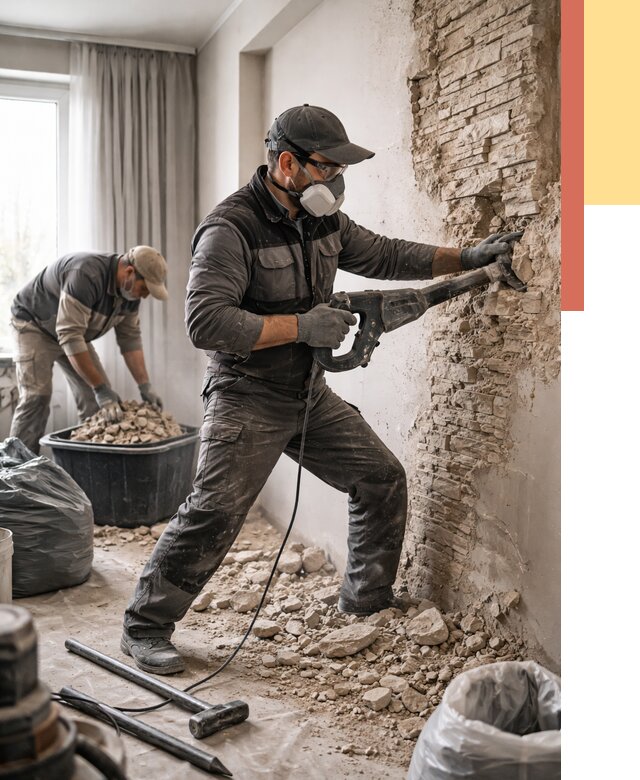 Демонтаж декоративного камня в Морозовске от 1489 руб/м² — быстро и недорого | ОТДЕЛОЧНИК-Мрз