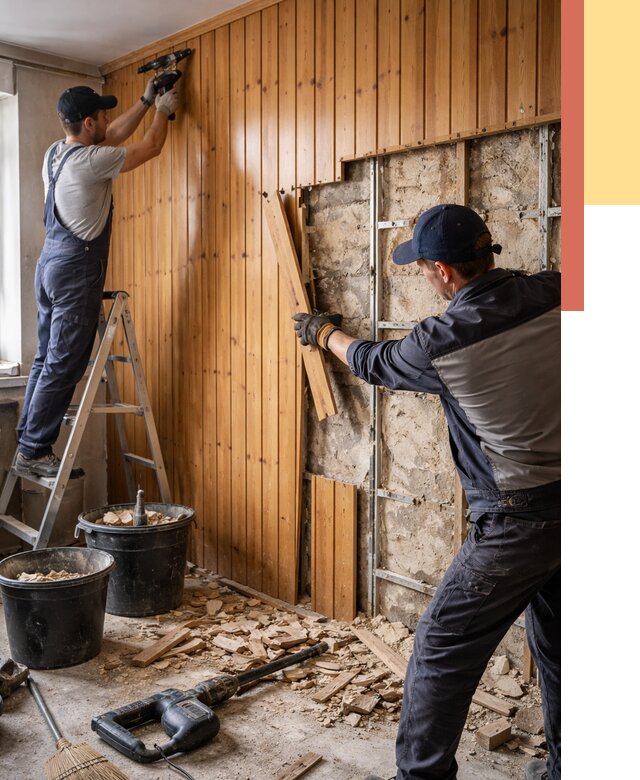 Демонтаж вагонки со стен в Морозовске от 1489 руб. — снятие, удаление, срочно | ОТДЕЛОЧНИК-Мрз