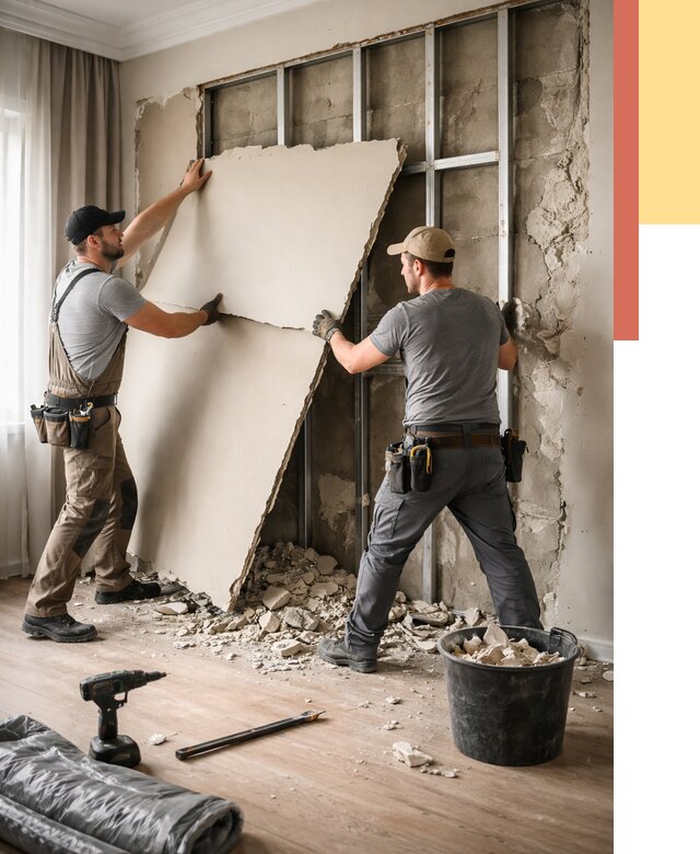 Демонтаж гипсокартона со стен в Морозовске от 359 руб. — услуги демонтажа | ОТДЕЛОЧНИК-Мрз