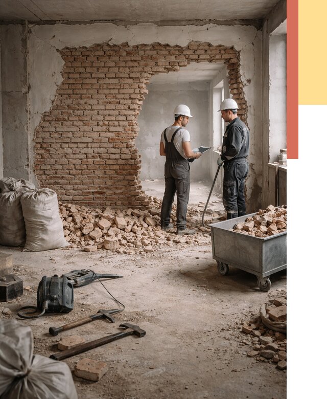 Демонтаж кирпичных стен в Морозовске от 4312 руб. — быстро, недорого, под ключ | ОТДЕЛОЧНИК-Мрз