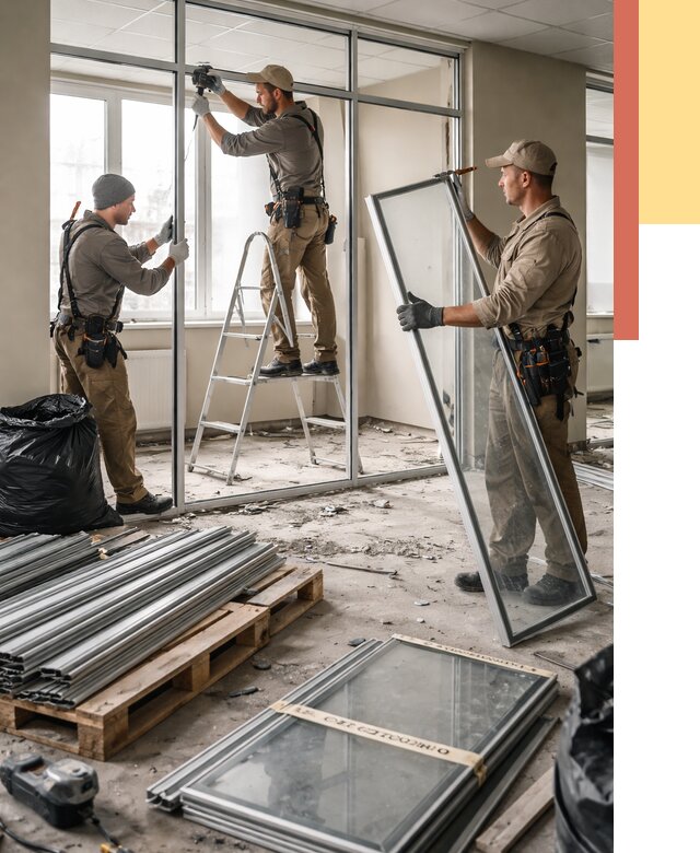 Демонтаж алюминиевых перегородок в Морозовске от 4312 руб. — быстро и недорого | ОТДЕЛОЧНИК-Мрз