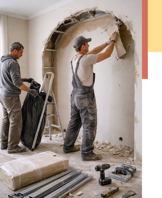 Демонтаж арки из гипсокартона в Морозовске от 3593 руб. — услуги под ключ | ОТДЕЛОЧНИК-Мрз