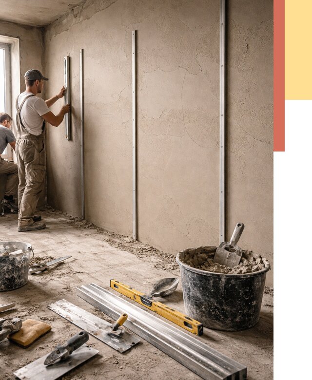 Штукатурка стен по маякам в Морозовске от 5646 руб./м² — выравнивание под ключ | ОТДЕЛОЧНИК-Мрз