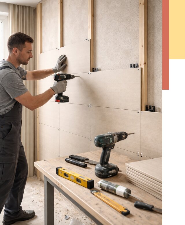 Монтаж МДФ панелей на стены в Морозовске от 1283 руб. под ключ | ОТДЕЛОЧНИК-Мрз