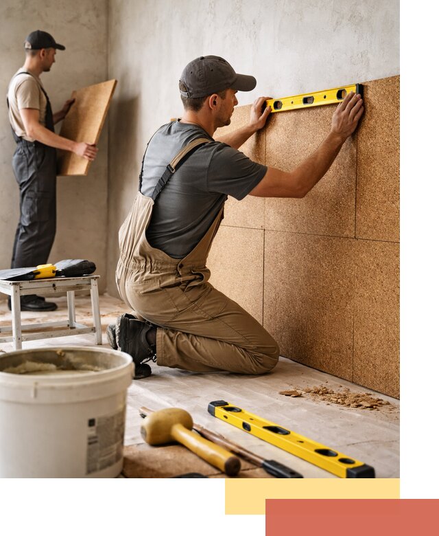 Монтаж пробковых панелей на стены в Морозовске быстро и качественно