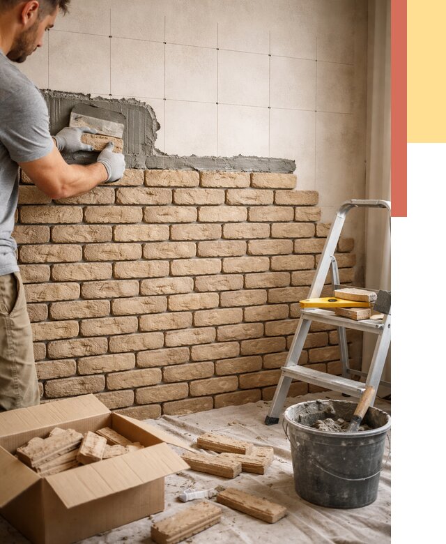 Монтаж декоративного кирпича в Морозовске от 3285 руб./м² — быстро и недорого | ОТДЕЛОЧНИК-Мрз