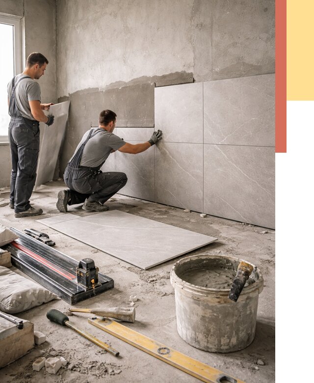 Облицовка стен керамогранитом в Морозовске от 4312 руб./м² — услуги под ключ | ОТДЕЛОЧНИК-Мрз