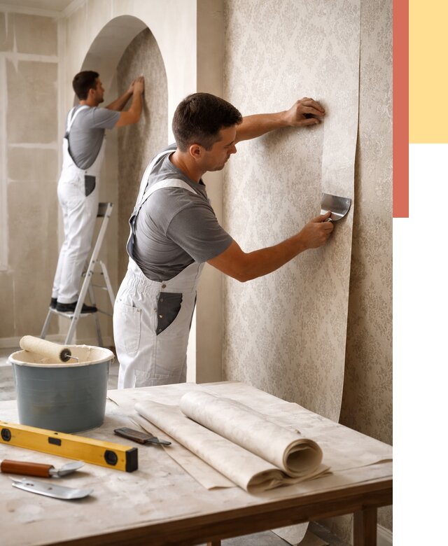 Поклейка обоев на сложные стены в Морозовске от 2874 руб. под ключ | ОТДЕЛОЧНИК-Мрз