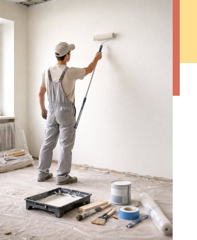 Покраска стен водоэмульсионной краской в Морозовске от 462 руб. за м² | ОТДЕЛОЧНИК-Мрз