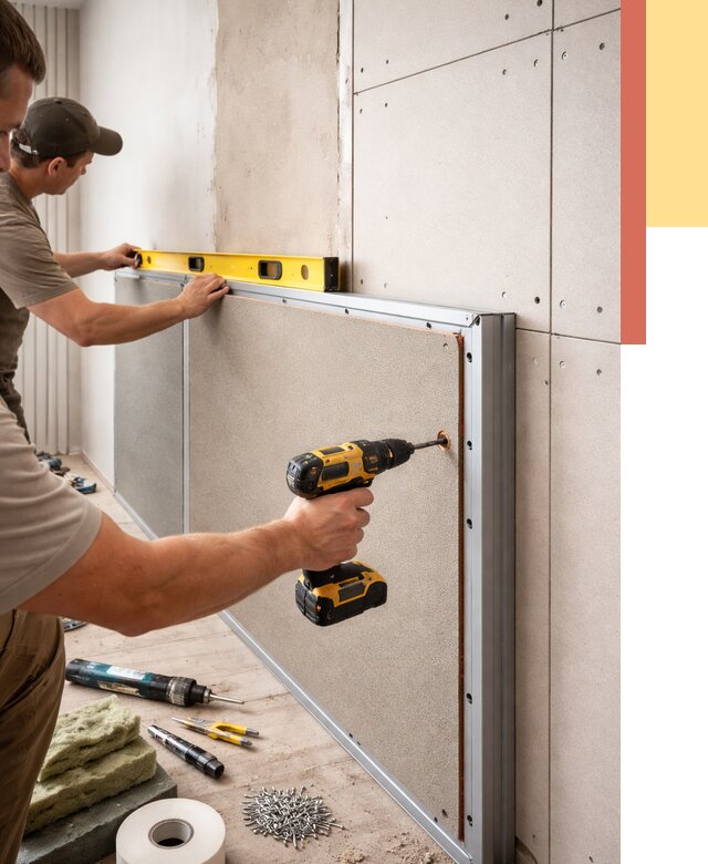 Шумоизоляция стен панелями ЗИПС в Морозовске от 2259 руб./м² под ключ | ОТДЕЛОЧНИК-Мрз