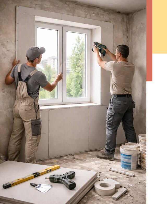 Монтаж откосов из гипсокартона в Морозовске от 4620 руб. под ключ | ОТДЕЛОЧНИК-Мрз