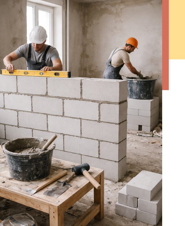 Кладка перегородок из газобетона в Морозовске от 3285 руб. под ключ | ОТДЕЛОЧНИК-Мрз