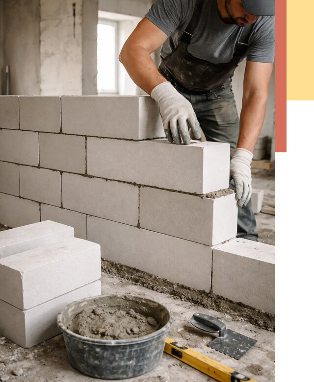 Кладка перегородок из силикатного блока в Морозовске от 4106 руб. под ключ | ОТДЕЛОЧНИК-Мрз