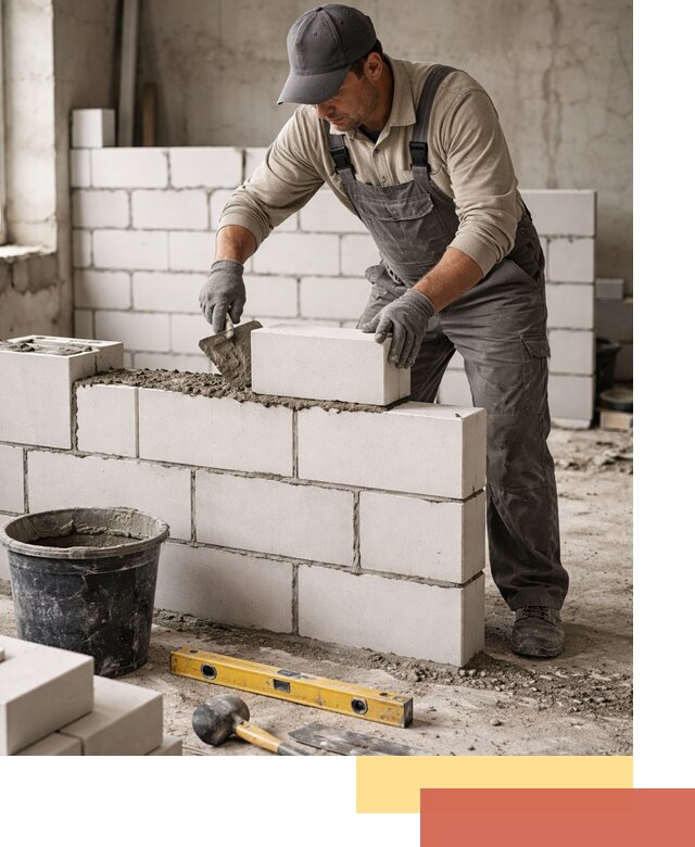 Кладка перегородок из силикатного блока в Морозовске