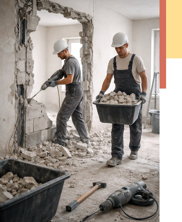 Демонтаж блоковых перегородок в Морозовске от 3850 руб. — быстро и недорого | ОТДЕЛОЧНИК-Мрз