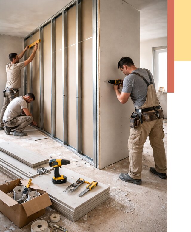 Монтаж однослойной перегородки из гипсокартона в Морозовске от 667 руб. | ОТДЕЛОЧНИК-Мрз