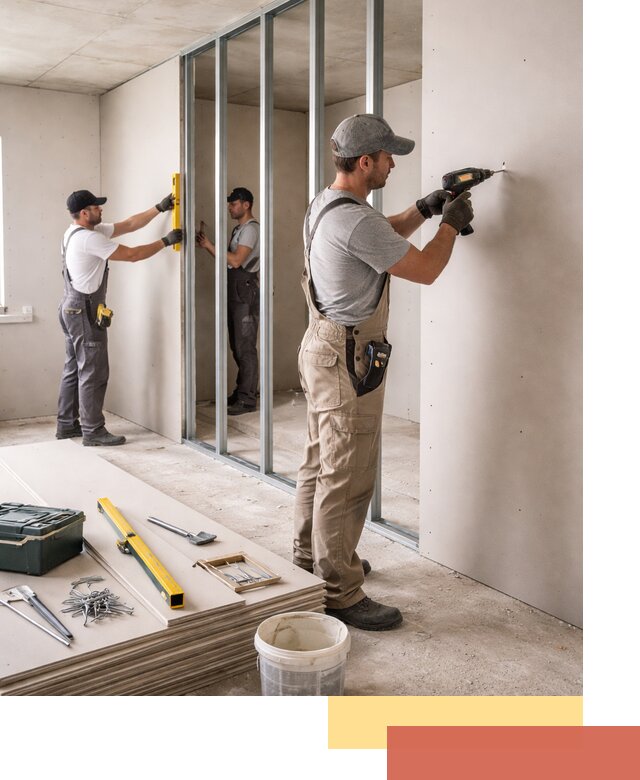 Однослойная перегородка из гипсокартона в Морозовске под ключ, монтаж и отделка