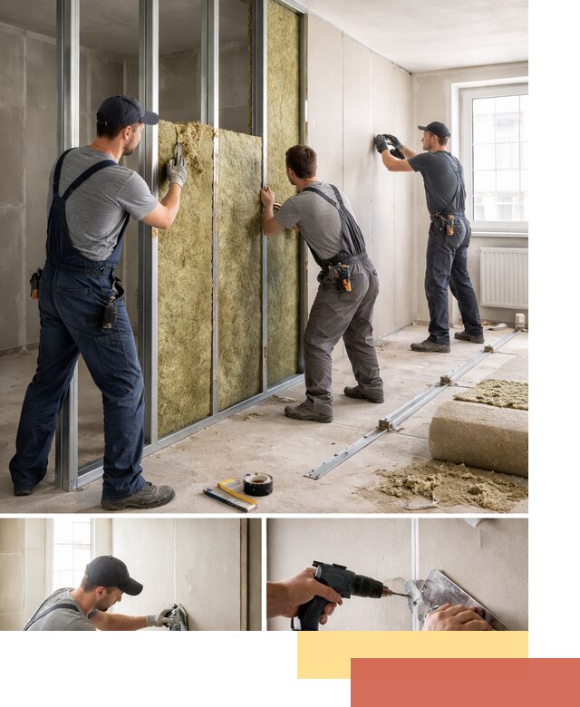 Перегородка из гипсокартона с шумоизоляцией в Морозовске — монтаж под ключ