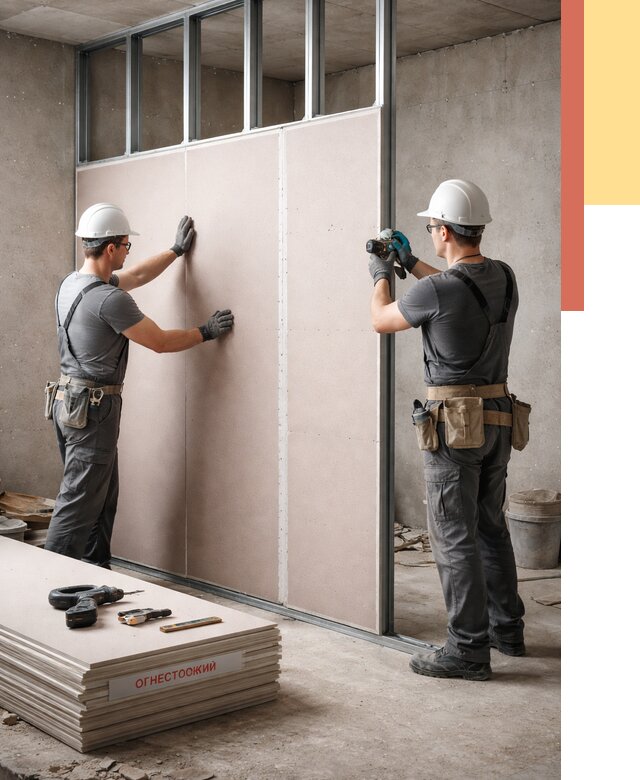 Перегородка из огнестойкого гипсокартона в Морозовске от 1899 руб. под ключ | ОТДЕЛОЧНИК-Мрз