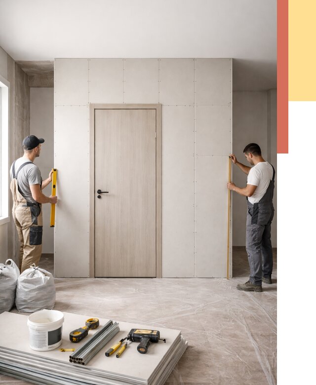 Перегородка из гипсокартона с дверью в Морозовске от 4620 руб. под ключ | ОТДЕЛОЧНИК-Мрз