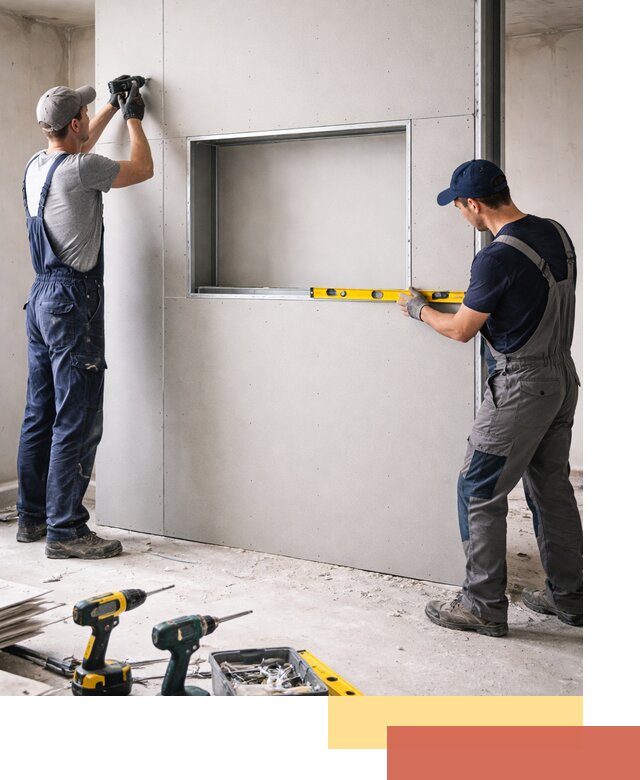 Перегородка из гипсокартона с нишей под декор в Морозовске