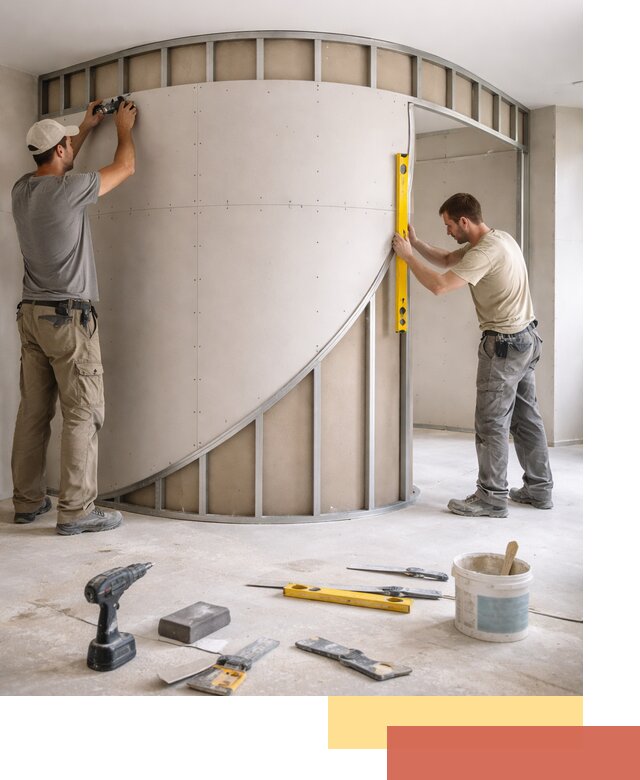 Радиусная перегородка из гипсокартона в Морозовске под ключ