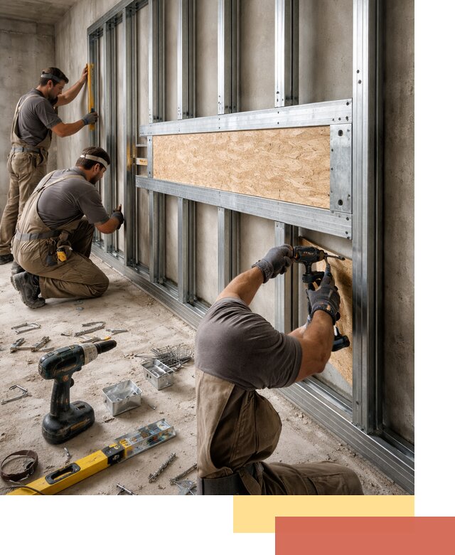 Усиленная перегородка для крепления тяжёлых конструкций в Морозовске