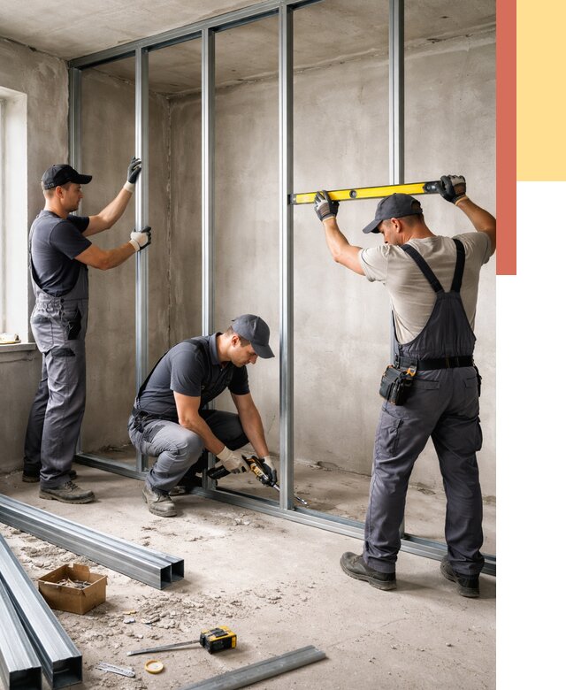 Монтаж каркаса перегородки из профиля в Морозовске от 770 руб. | ОТДЕЛОЧНИК-Мрз