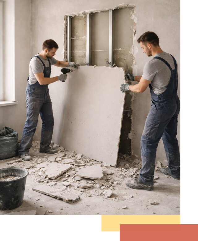 Демонтаж перегородки из гипсокартона в Морозовске быстрый и аккуратный