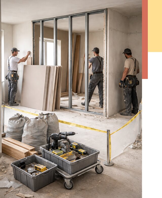 Перенос гипсокартонной перегородки в Морозовске под ключ от 4620 руб. | Демонтаж и монтаж – ОТДЕЛОЧНИК-Мрз