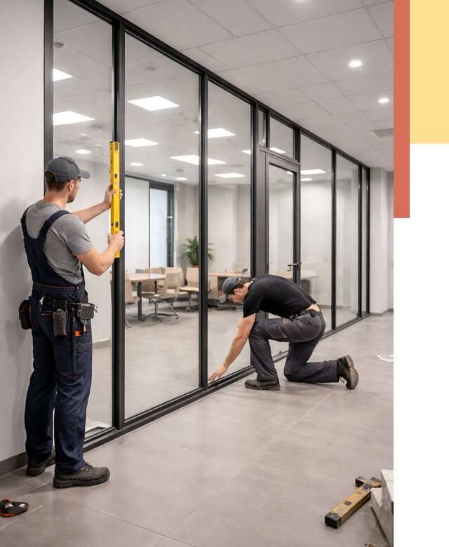 Каркасные стеклянные перегородки в Морозовске под ключ от 9445 руб. | ОТДЕЛОЧНИК-Мрз