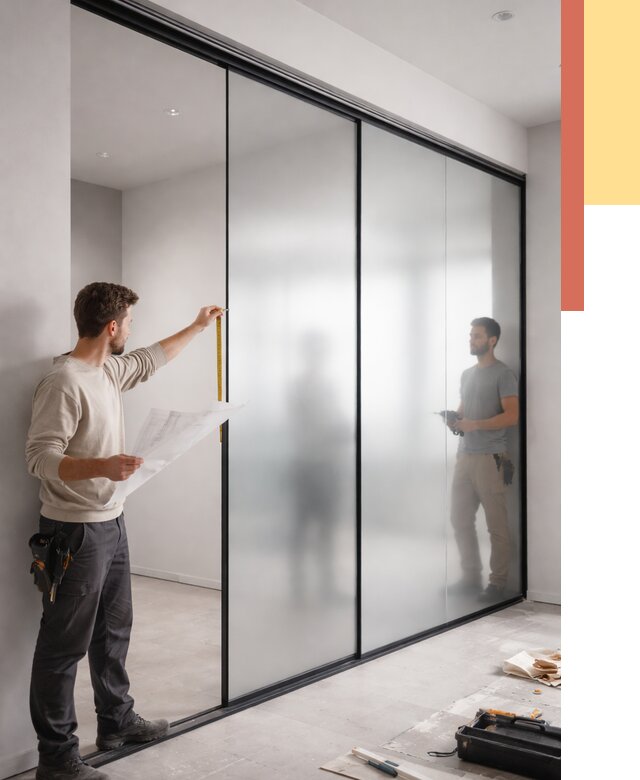 Матовые стеклянные перегородки в Морозовске от 8726 руб. — монтаж и установка | ОТДЕЛОЧНИК-Мрз