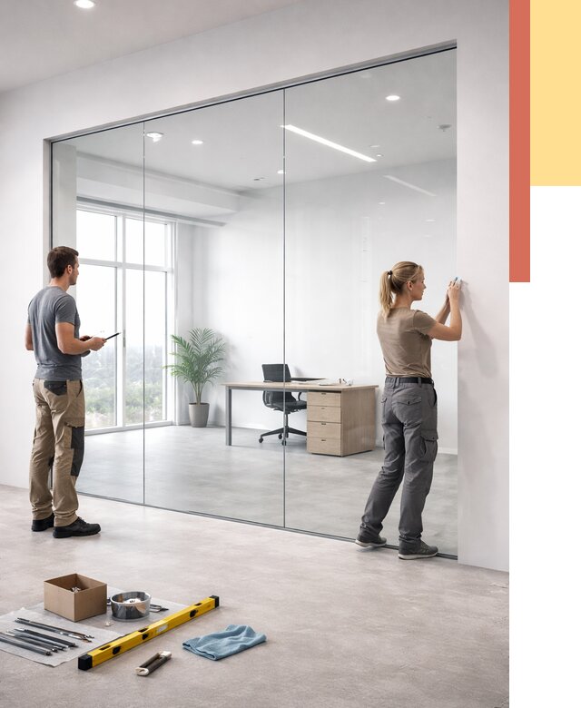 Перегородки из закаленного стекла в Морозовске от 9753 руб. под ключ | ОТДЕЛОЧНИК-Мрз