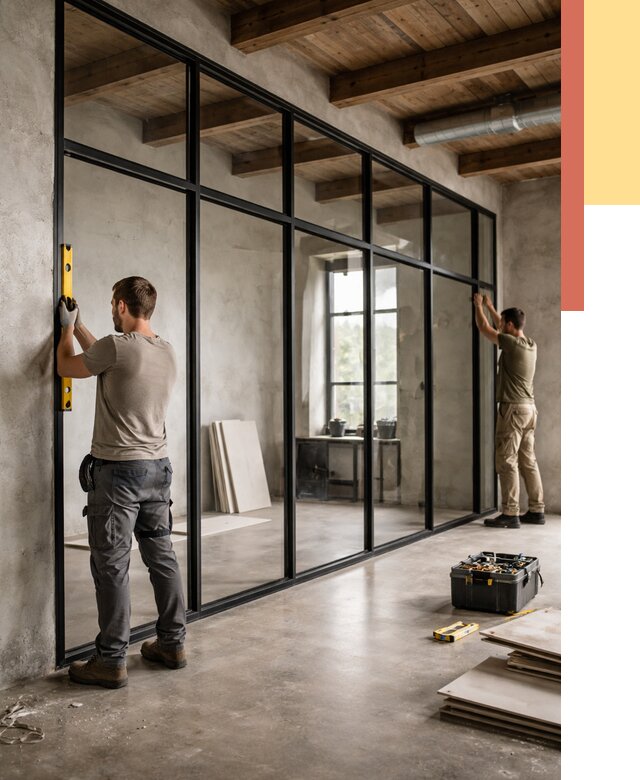 Стеклянные перегородки лофт в Морозовске от 10779 руб. под ключ | ОТДЕЛОЧНИК-Мрз