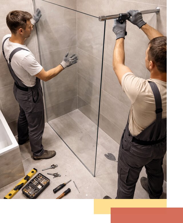 Стеклянные перегородки для душа в Морозовске — изготовление и монтаж