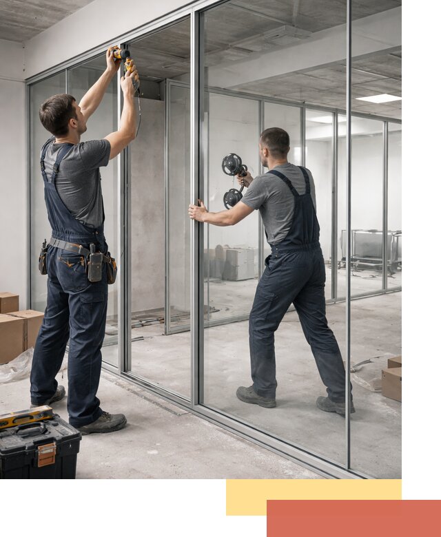 Алюминиевые перегородки со стеклом в Морозовске — изготовление и монтаж