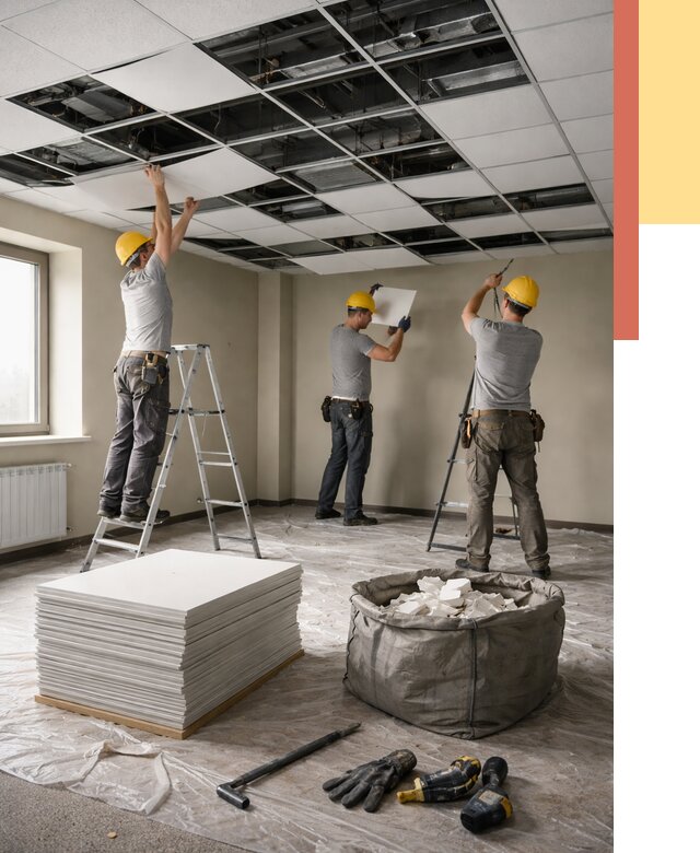 Демонтаж потолка Армстронг в Морозовске от 4620 руб. быстро и недорого | ОТДЕЛОЧНИК-Мрз