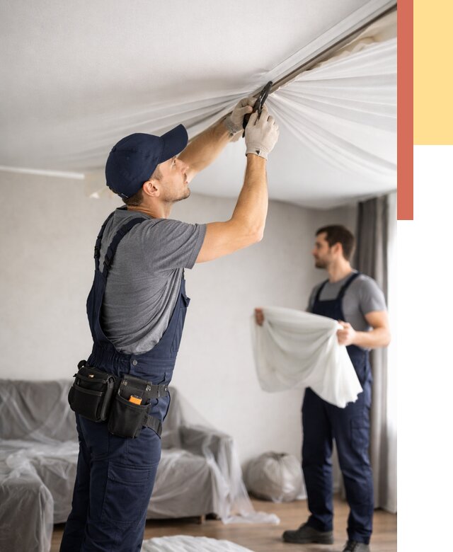 Демонтаж натяжного потолка в Морозовске от 4620 руб. — снятие и разбор под ключ | ОТДЕЛОЧНИК-Мрз