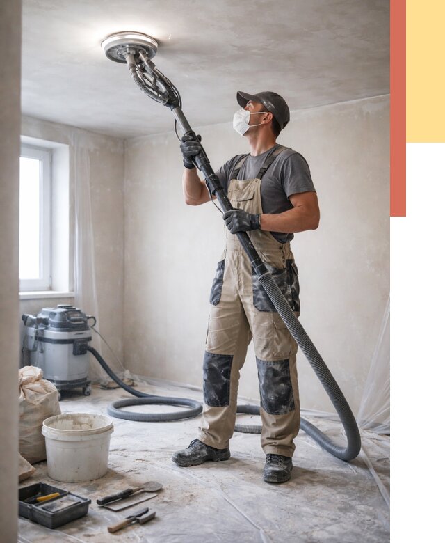 Шлифовка потолка в Морозовске от 3593 руб. — услуги шлифования потолка | ОТДЕЛОЧНИК-Мрз