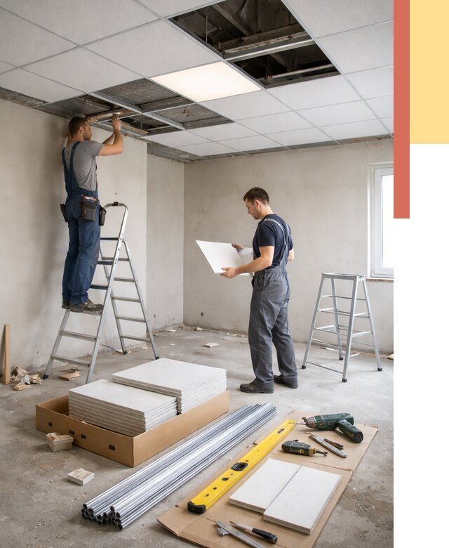 Монтаж потолка армстронг в Морозовске от 4620 руб/м2 — быстрая установка под ключ | ОТДЕЛОЧНИК-Мрз