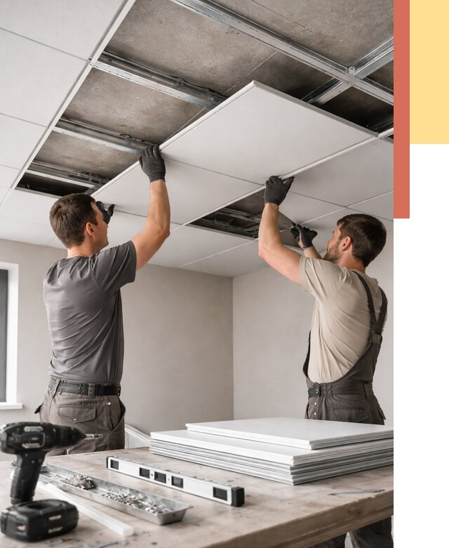 Монтаж кассетного потолка в Морозовске от 4620 руб/м2 — установка и сборка | ОТДЕЛОЧНИК-Мрз