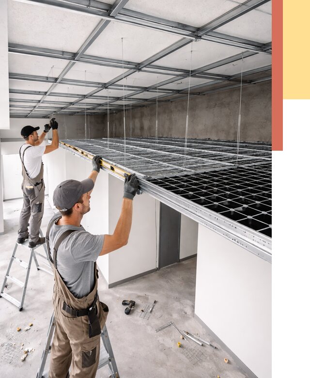 Монтаж потолка грильято в Морозовске от 462 руб./м² — быстрая сборка под ключ | ОТДЕЛОЧНИК-Мрз