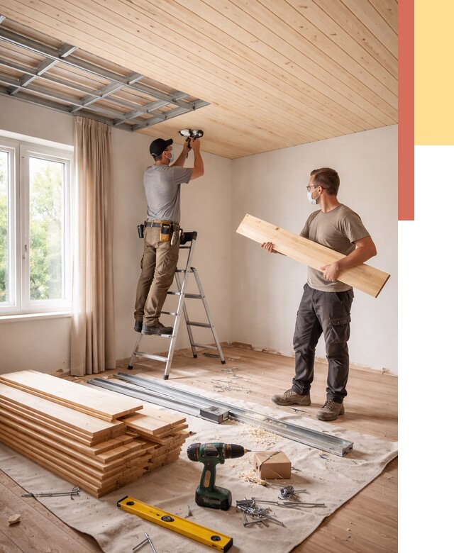 Монтаж потолка из вагонки в Морозовске от 6673 руб. | Быстро и недорого — ОТДЕЛОЧНИК-Мрз