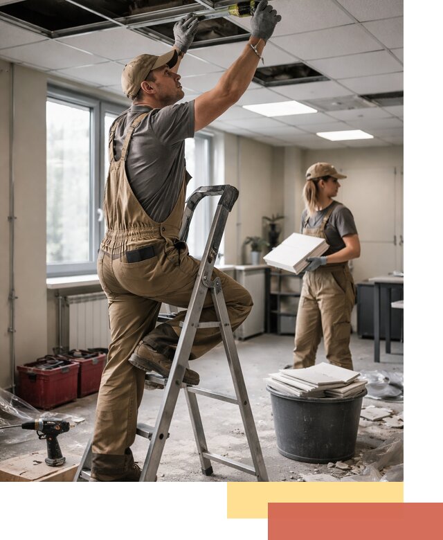 Ремонт потолка Армстронг и замена плит в Морозовске