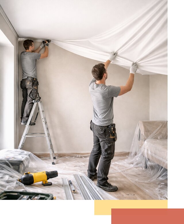 Монтаж тканевого натяжного потолка в Морозовске недорого и быстро