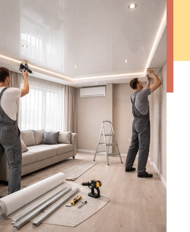 Монтаж глянцевого натяжного потолка в Морозовске от 770 руб. под ключ | ОТДЕЛОЧНИК-Мрз