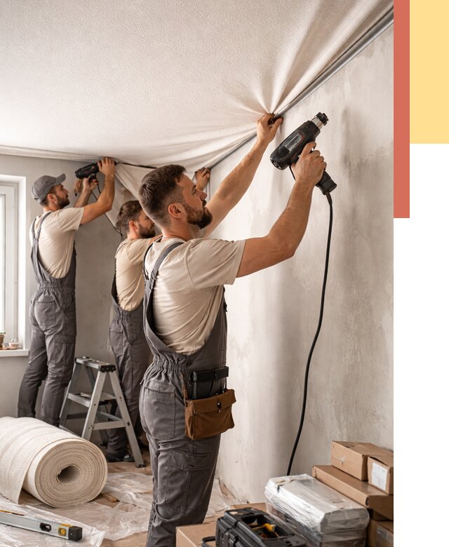 Монтаж фактурного натяжного потолка в Морозовске от 770 руб. — ОТДЕЛОЧНИК-Мрз