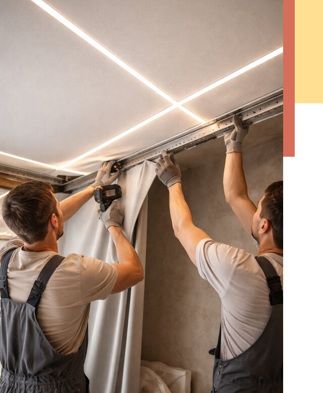 Монтаж натяжного потолка со световыми линиями в Морозовске от 1232 руб. | ОТДЕЛОЧНИК-Мрз