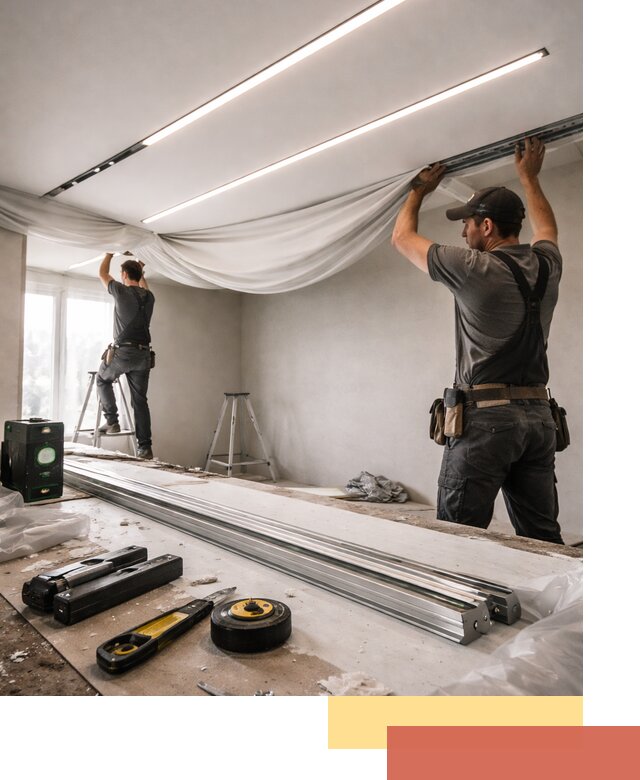 Монтаж натяжных потолков со световыми линиями в Морозовске