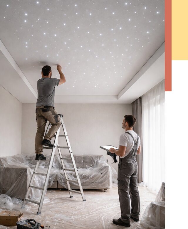 Монтаж натяжного потолка «звездное небо» в Морозовске от 6673 руб. | ОТДЕЛОЧНИК-Мрз